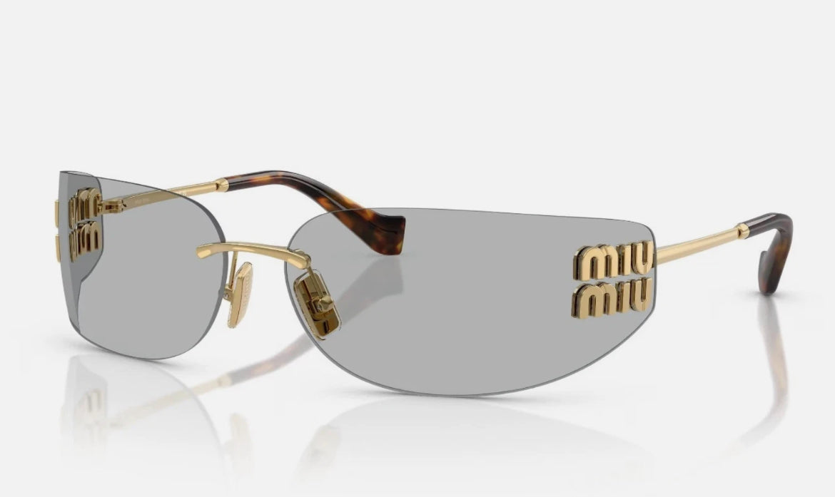 Miu Miu MU A51S Pale Gold Grey Women Wrap Sunglasses - Pre owned 🏴