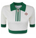 Casablanca White Cropped Polo Zip - S / UK 8-10
