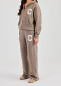 Cernucci Women’s Knitted Beige Wide Leg Tracksuit☑️