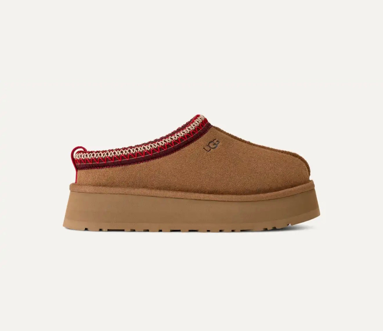UGG TAZZ CHESTNUT SUEDE MULE PLATFORM SHOES WOMENS SLIPPERS