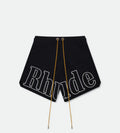 RHUDE Black Logo Track Mens Shorts Black🏴