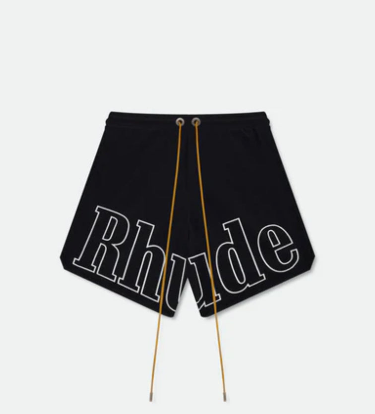 RHUDE Black Logo Track Mens Shorts Black🏴