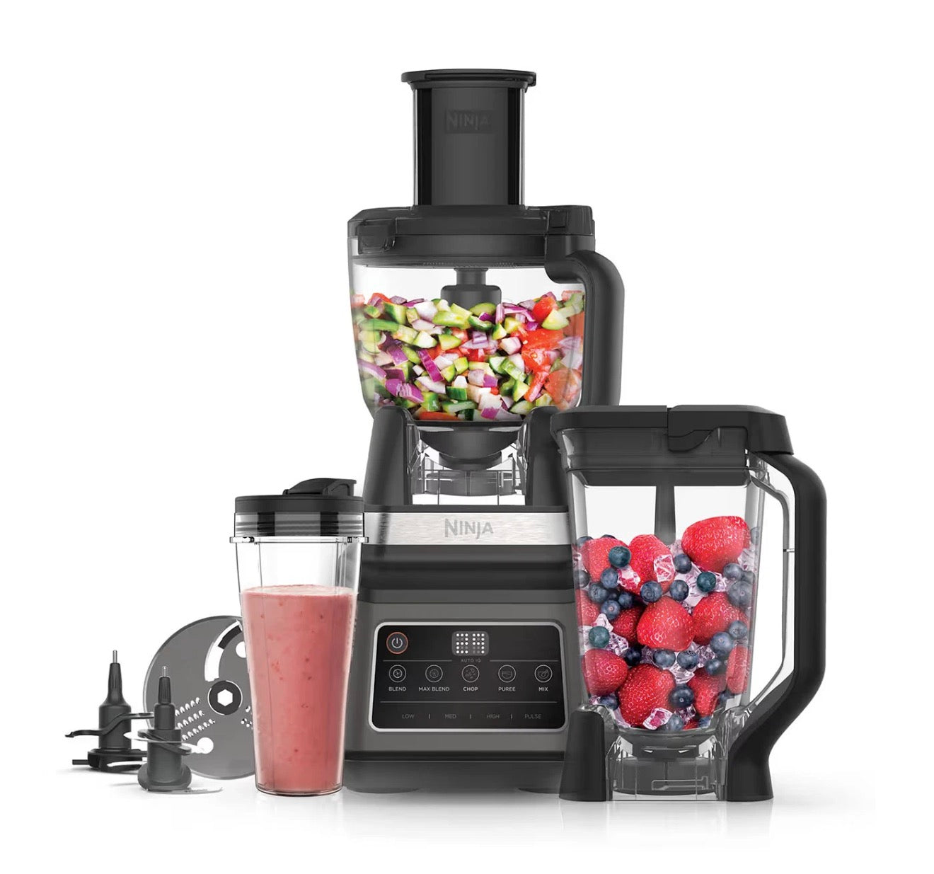 Ninja 3-in-1 Food Processor | Auto-iQ, Blender, 1200W | REFURB | BN800UK