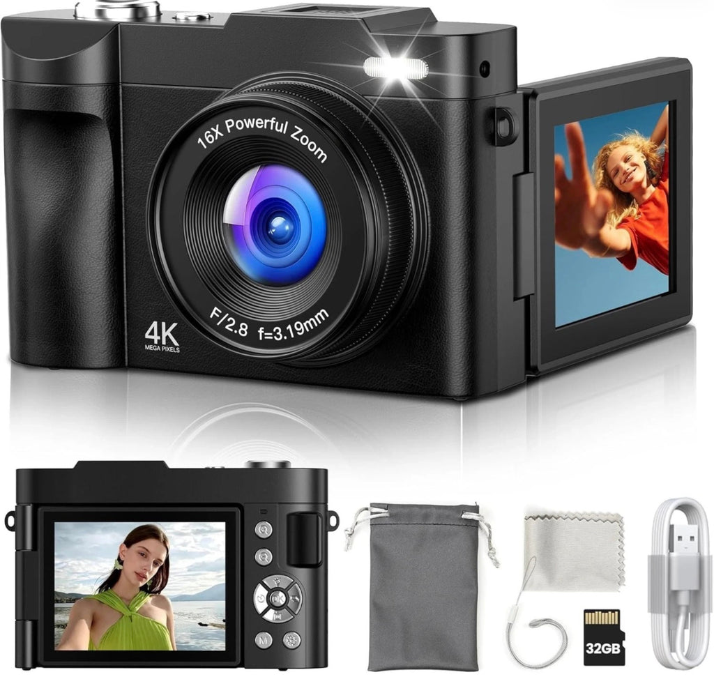 4K Digital Camera 50MP DC03 3" Flip Screen Vlogging Camera 180° 🏴