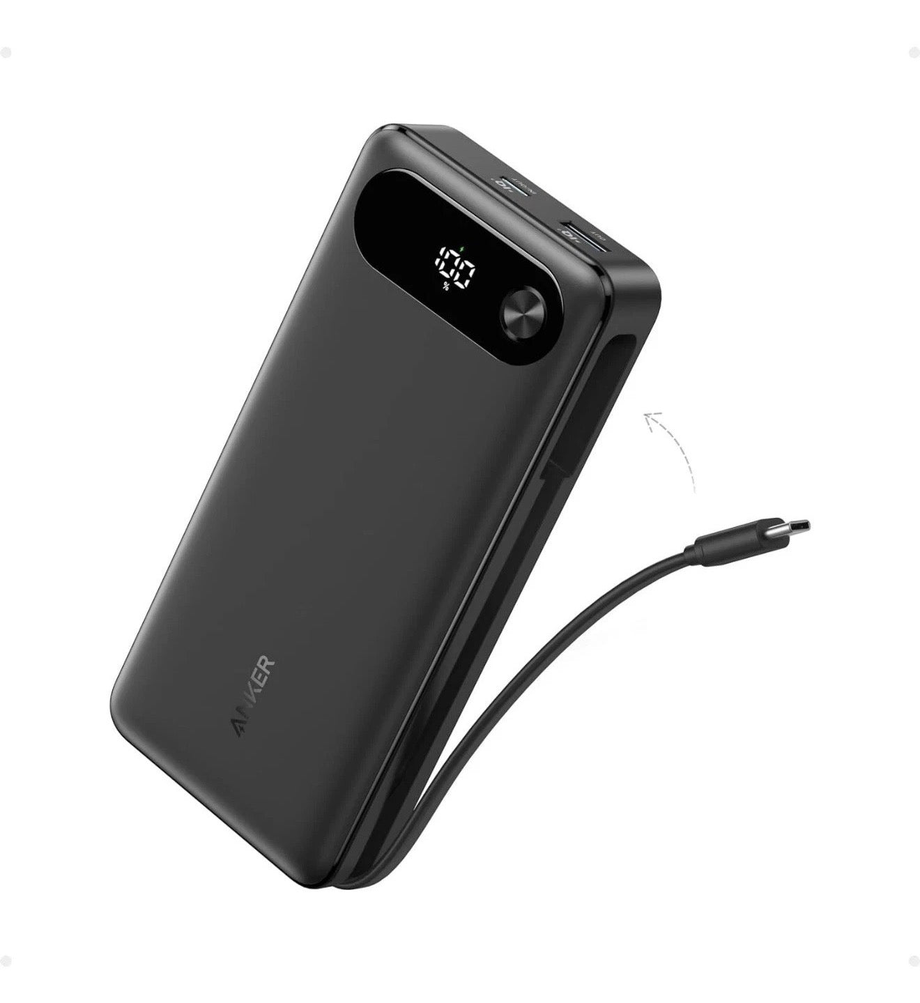 Anker Power Bank 20000mAh Portable Charger with Built-in USB-C Cable