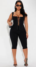 Lace - Up Corset Top & Capri Leggings Co-ord Set Size - M