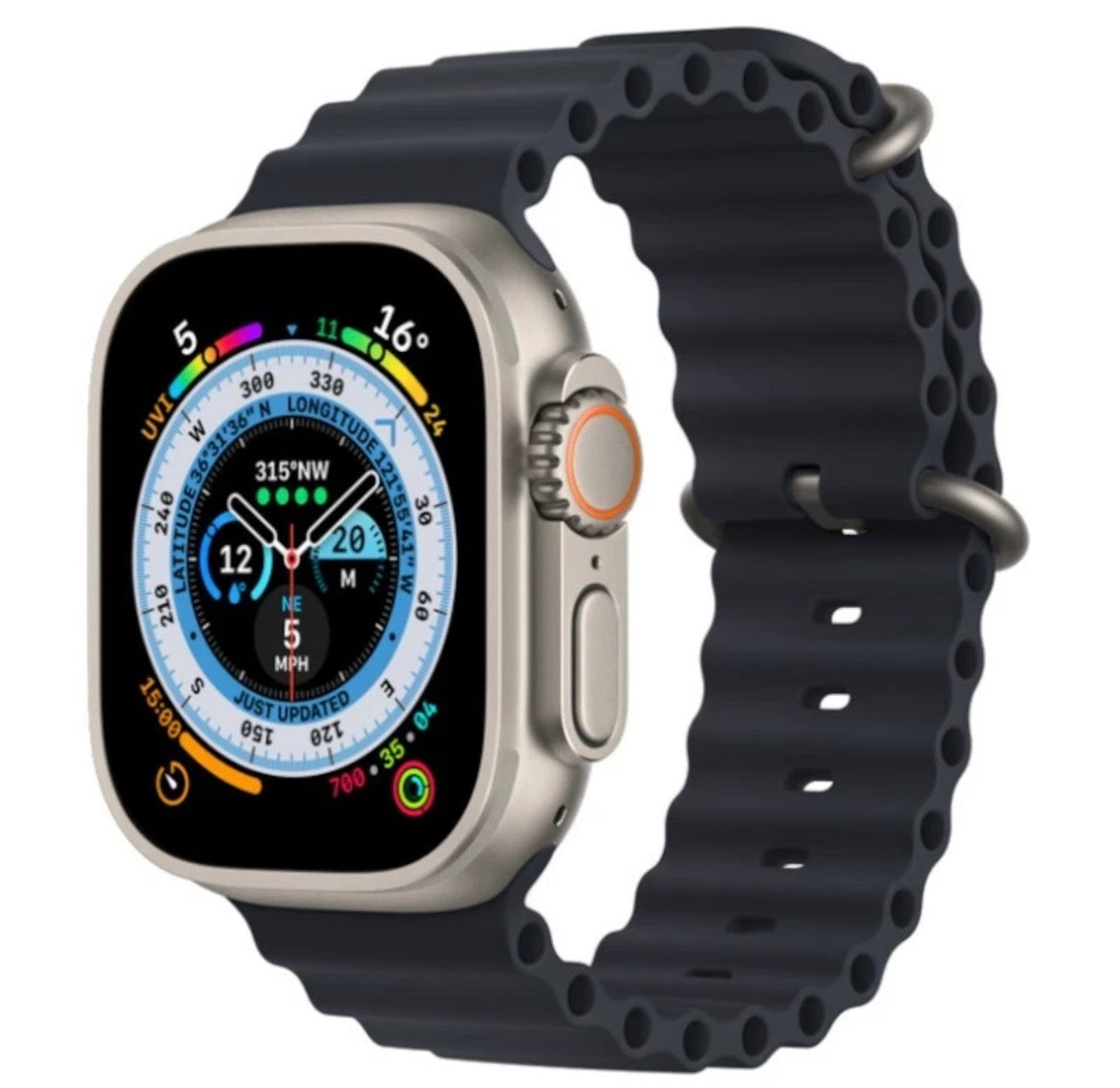 Apple Watch Ultra 49mm Titanium Case, GPS + LTE, Midnight Ocean Band