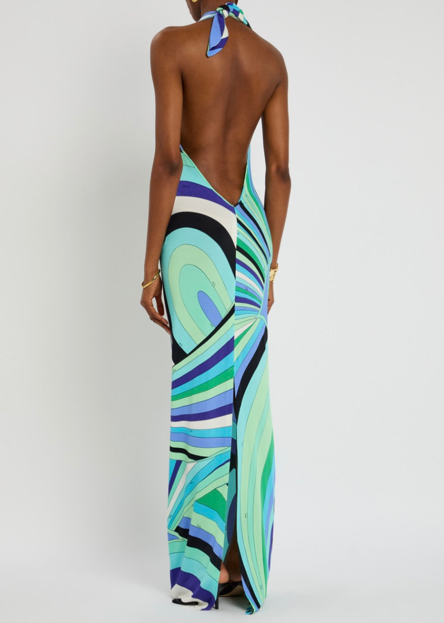 Pucci Iride Printed Satin-jersey Maxi Dress