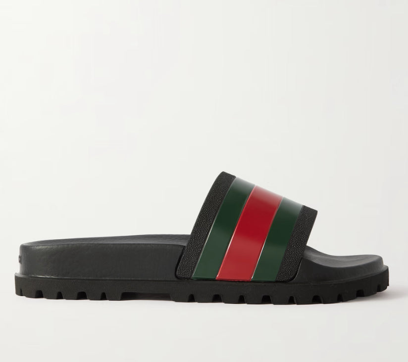 GUCCI MEN'S WEB SLIDES BLACK☑️