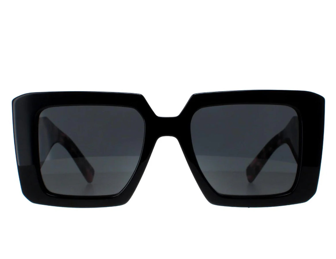 CHANEL Women's Sunglasses Black Gold square frame big lens with Hard Case