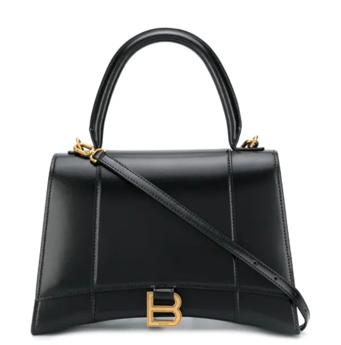 Balenciaga Medium Hour Glass Shoulder/hand Bag Black Leather - Authenticity Guaranteed
