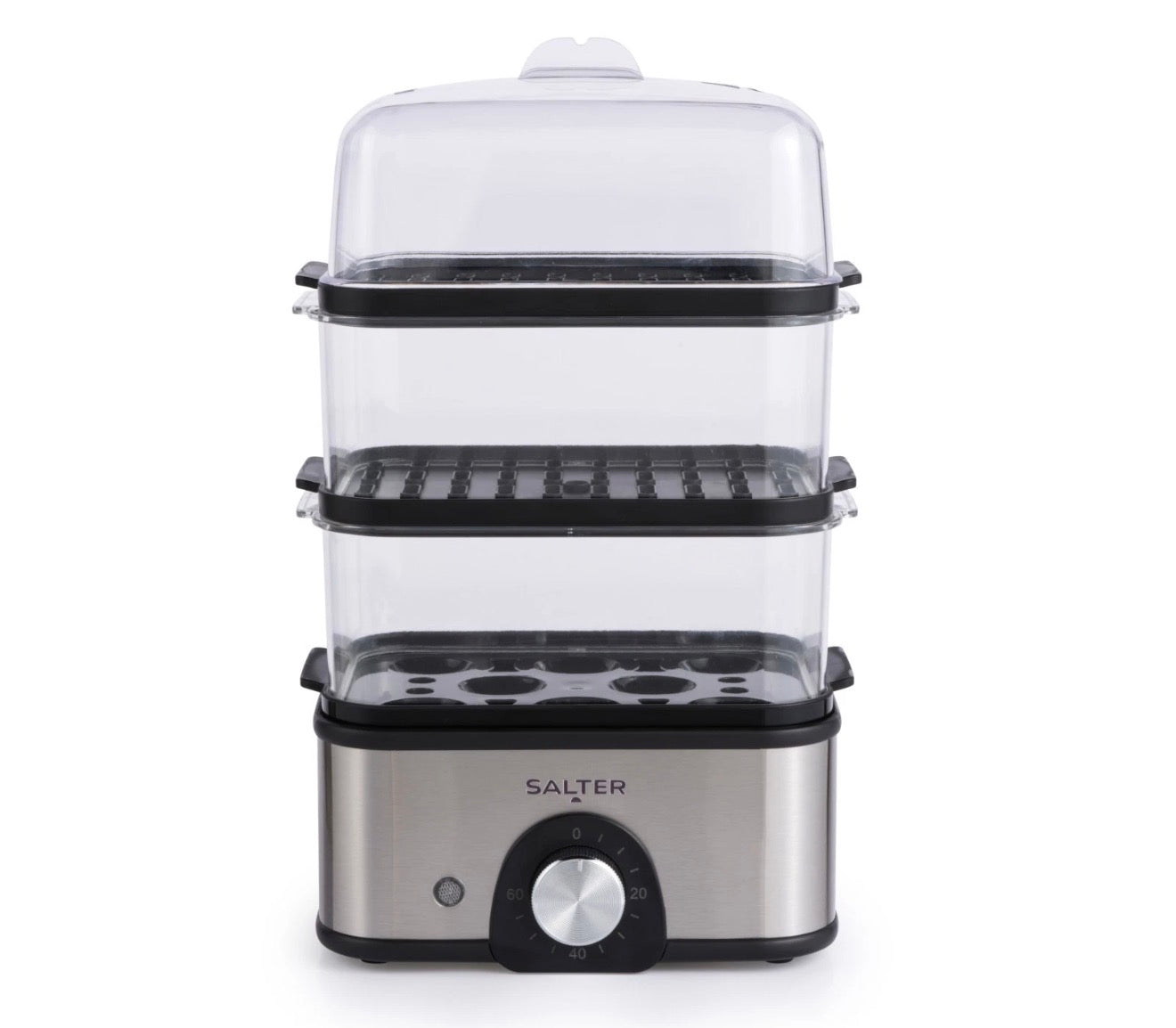 Salter 3-Tier Food Steamer Compact Multi-Cooker with 3 Steam Baskets 3L Capacity