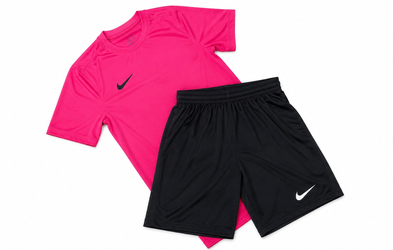 Nike Dri Fit Top and Shorts Set Pink/Black - Multiple Sizes