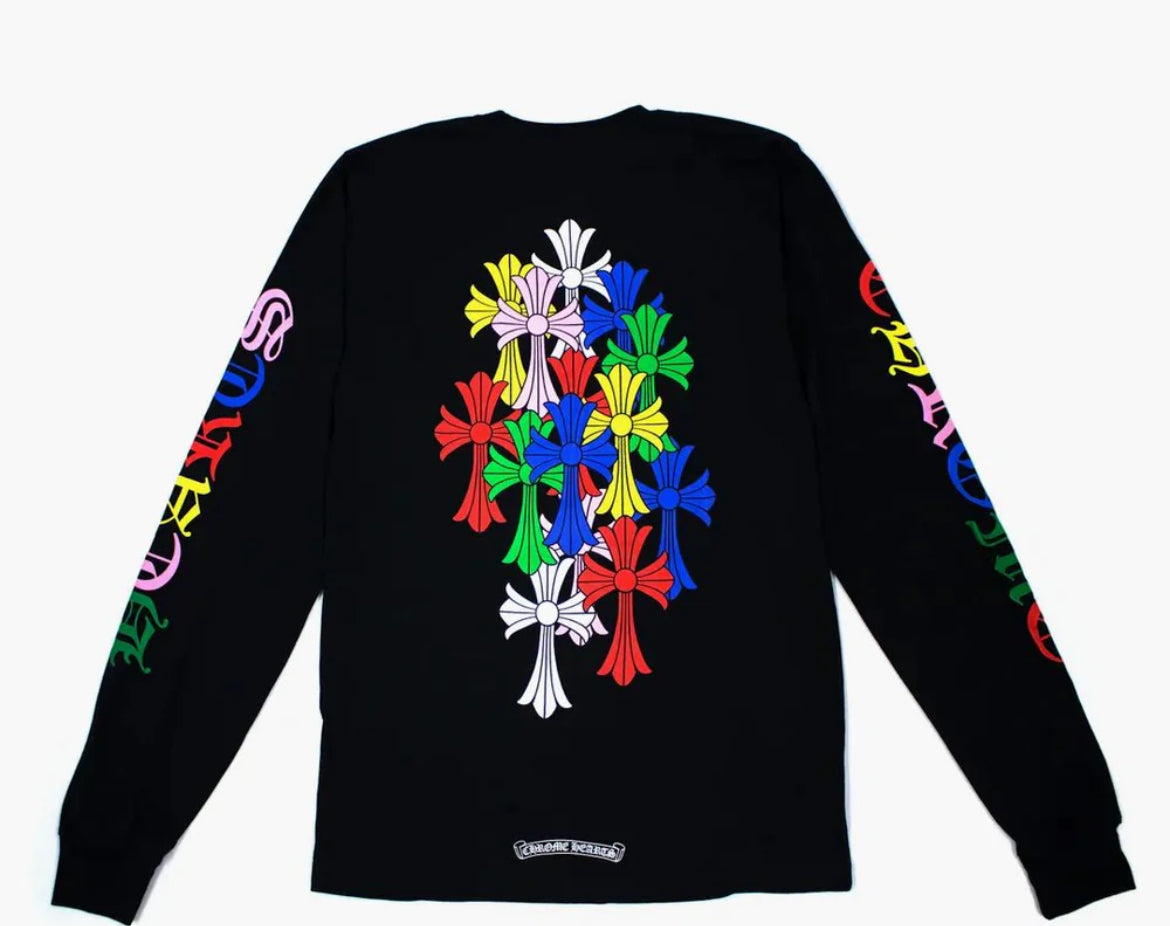Chrome heart multi-coloured long sleeve tee