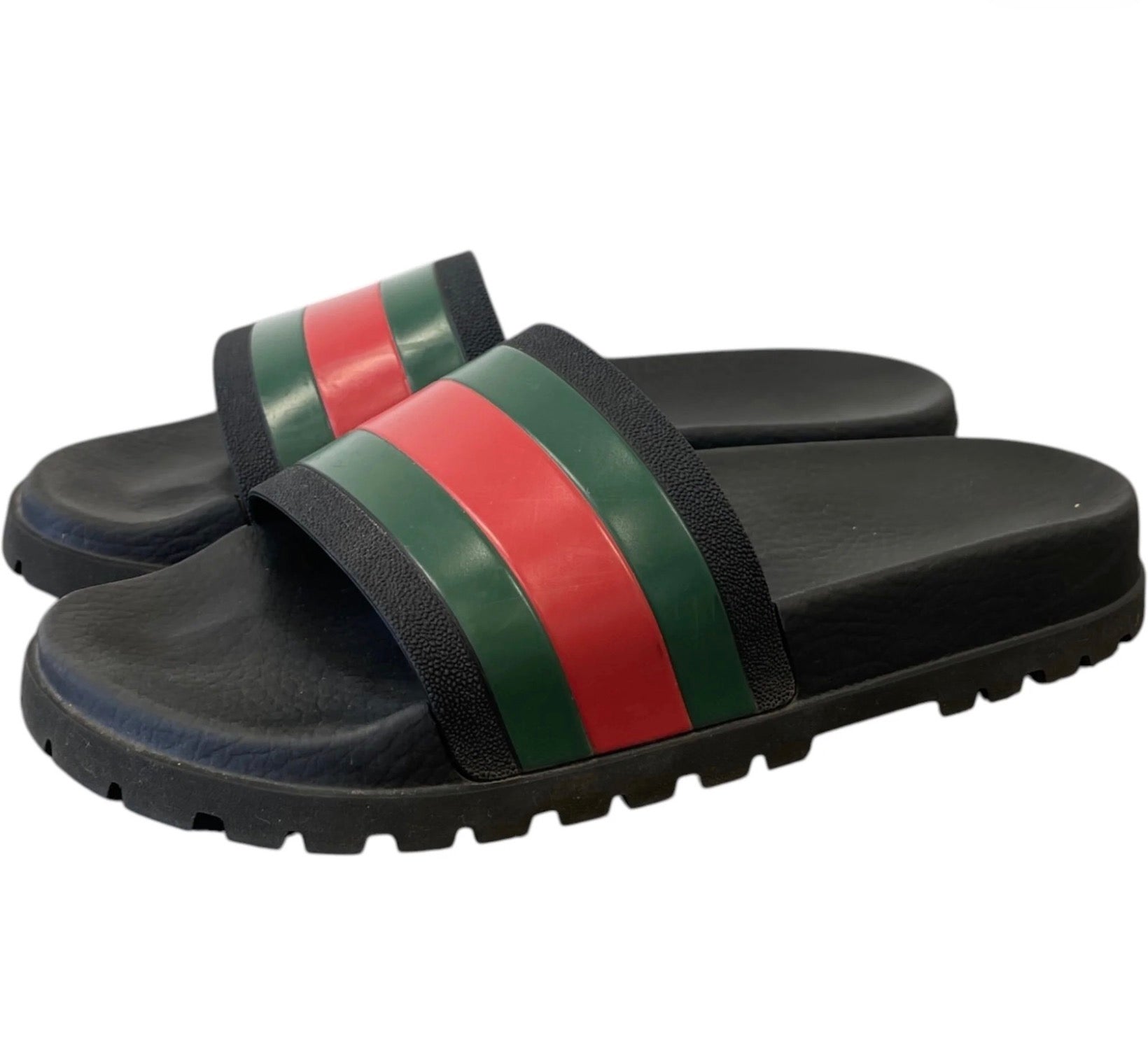 Gucci Men's Web Slides Black Like new 🏴☑️