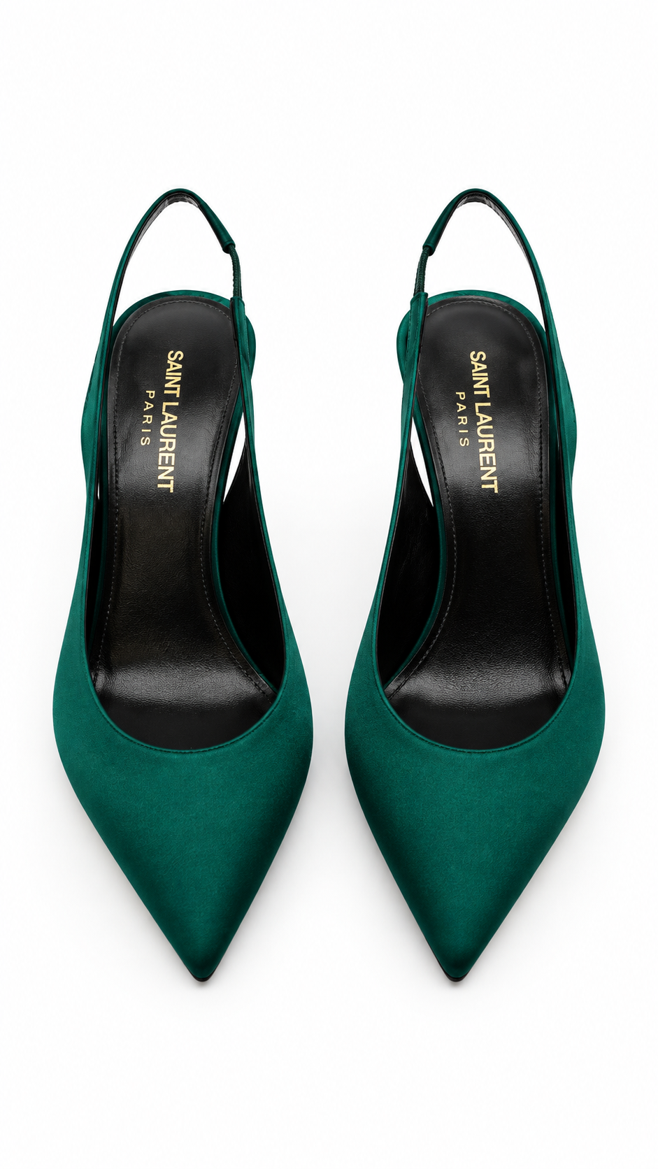 Saint Laurent YSL Zoe Heels 85 Silk Slingback Pump Green - Authenticity Guaranteed