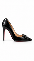 Christian Louboutin Moon 100 Black Patent Leather Heels - Authenticity Guaranteed