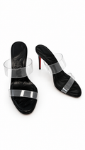 Christian Louboutin Just Loubi Black 85mm PVC mules heels - Authenticity Guaranteed