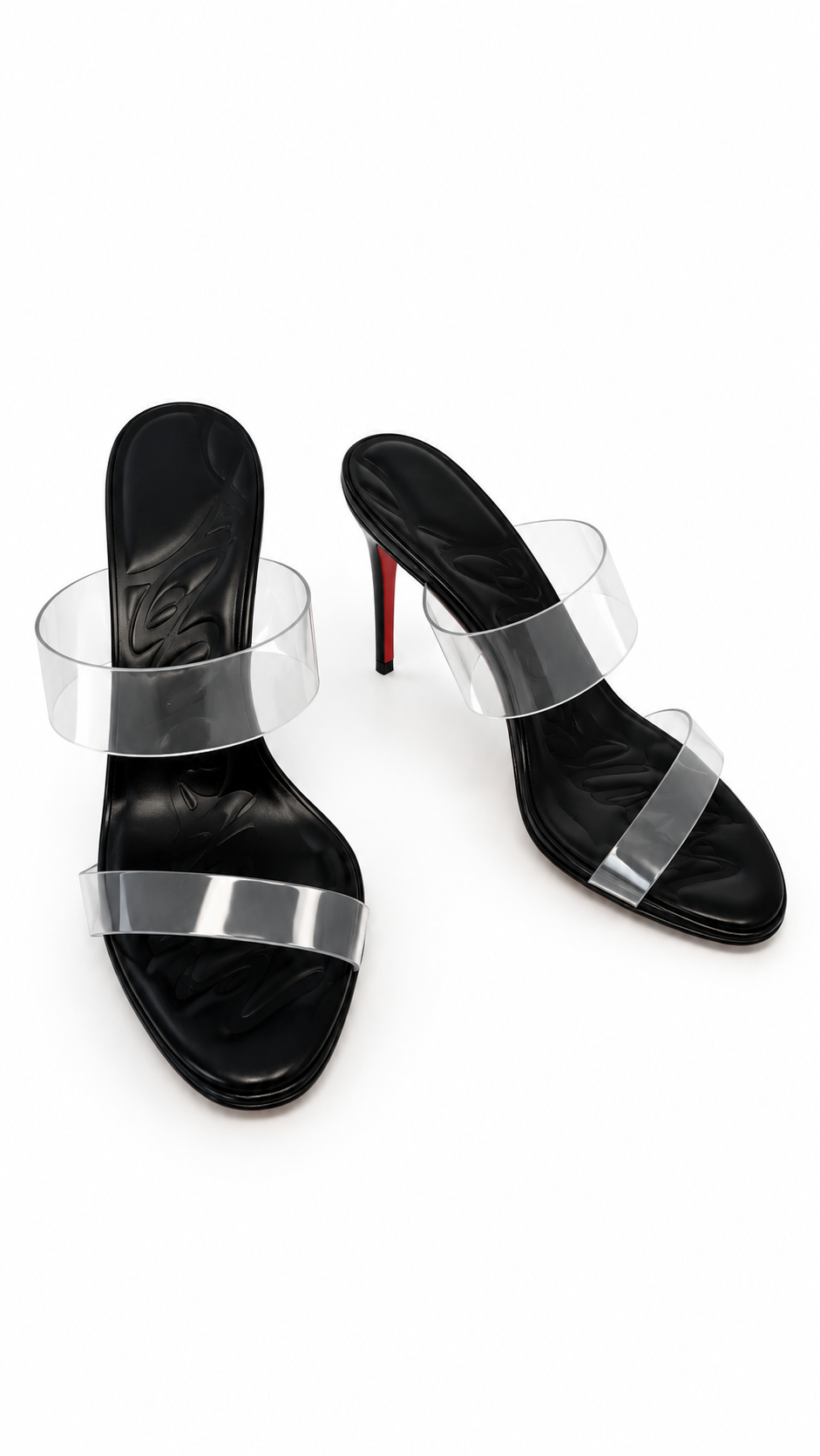 Christian Louboutin Just Loubi Black 85mm PVC mules heels - Authenticity Guaranteed