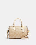 Authentic Coach Mini Rowan Satchel In Blocked Signature Canvas