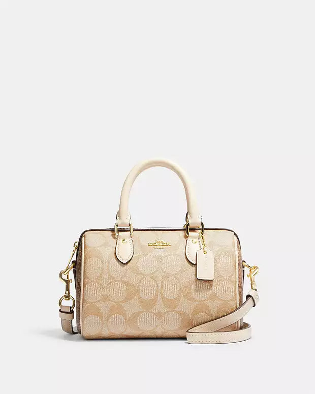 Authentic Coach Mini Rowan Satchel In Blocked Signature Canvas
