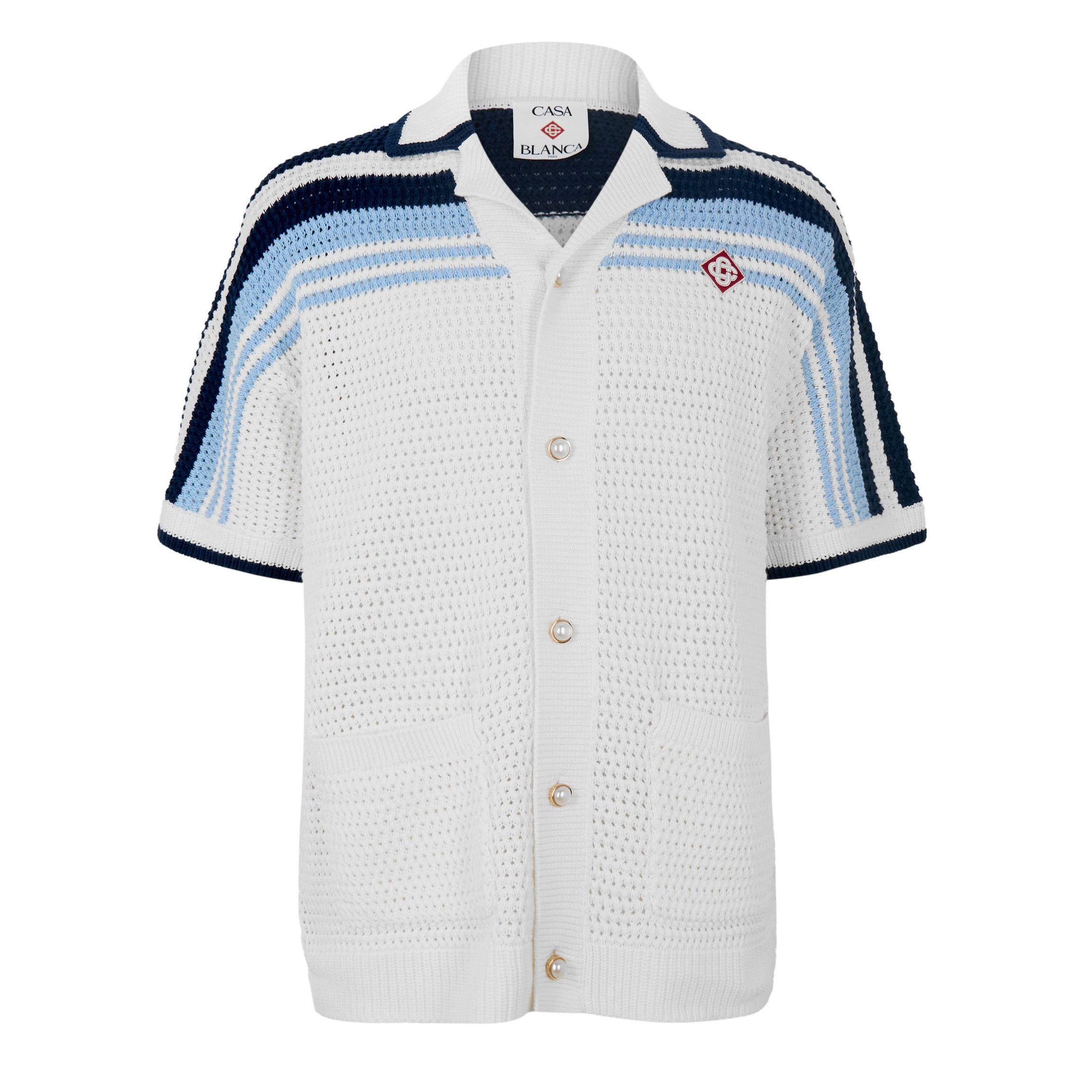 Casablanca Crocheted Short Sleeve Pattern Shirt