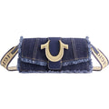 True Religion Frayed Denim Mini Flap Shoulder Bag
