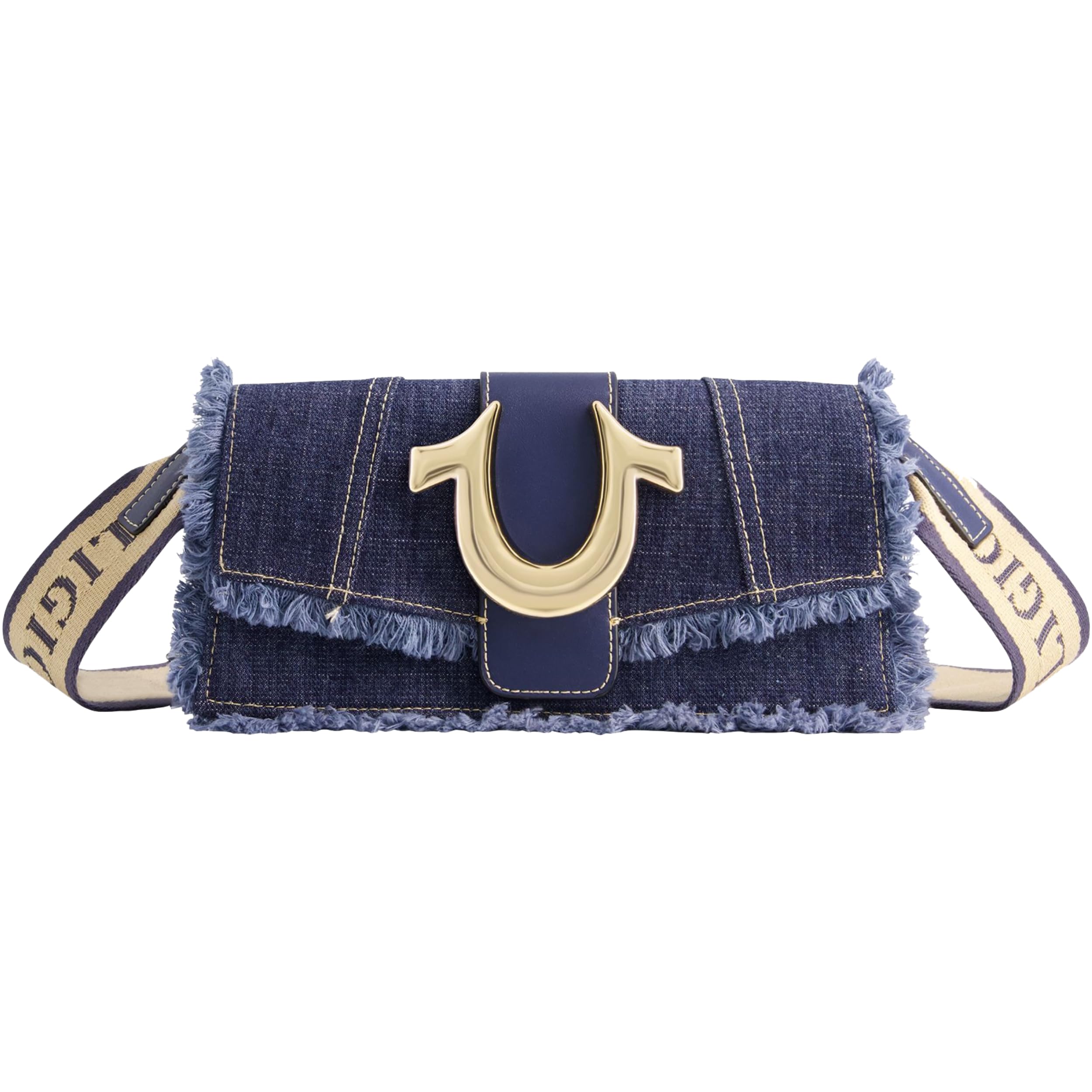 True Religion Frayed Denim Mini Flap Shoulder Bag