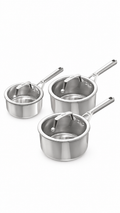 Ninja EverClad Stainless Steel 3-Piece Saucepan Set with Lids C93003EUI