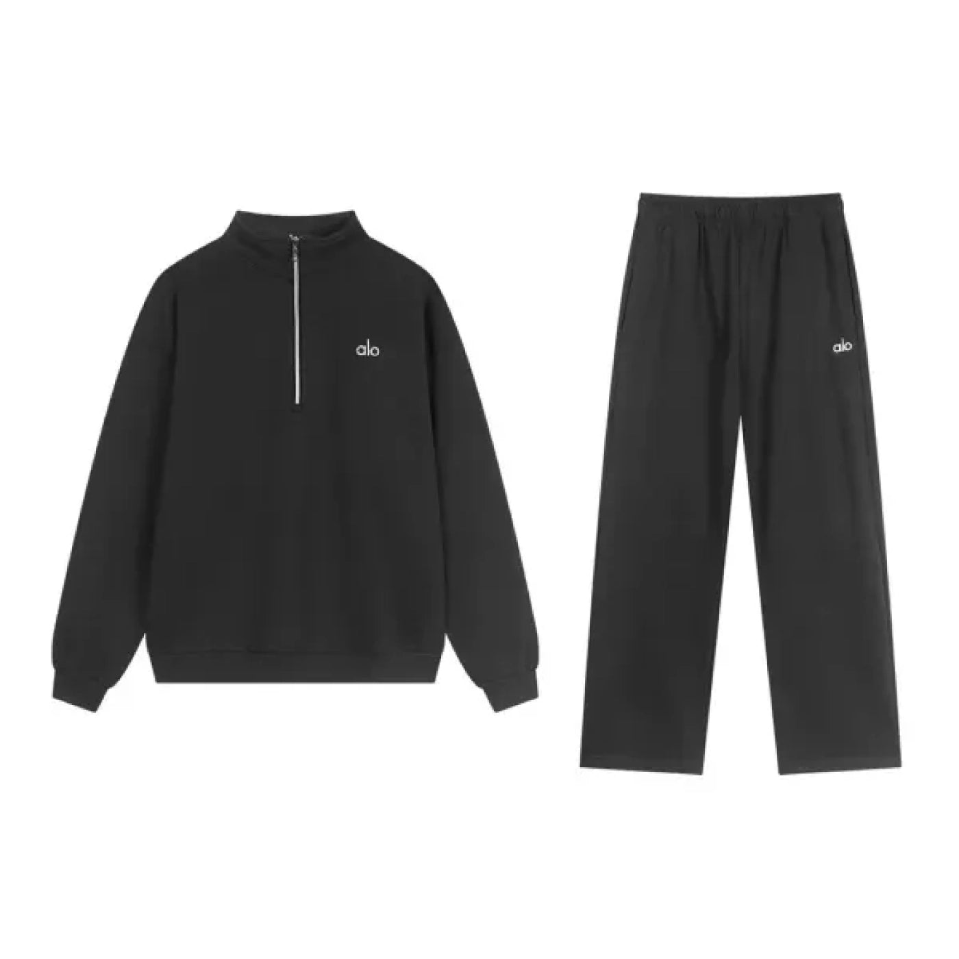 ALO QUARTER ZIP BLACK TRACKSUIT ✅