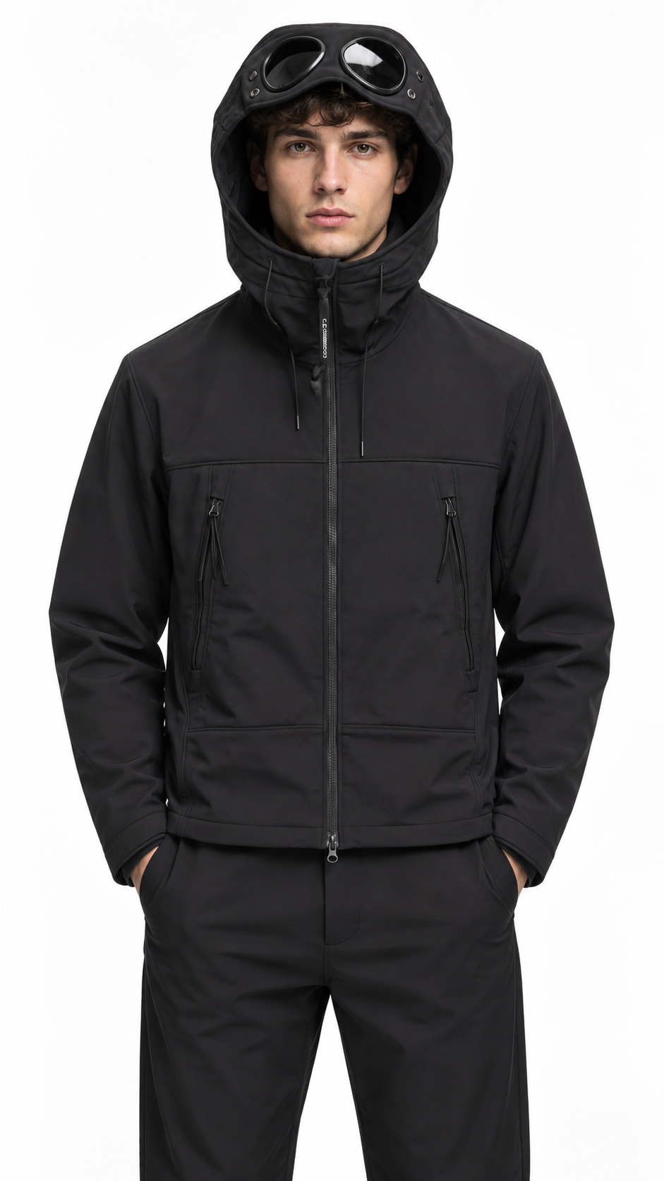 CP Company Jacket Coat Men Black Soft Shell-R Full Zip Goggle” - Authenticity Guaranteed