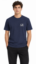 CP Company T Shirt Top Men Navy Blue 30/1 Jersey Logo - Authenticity Guaranteed