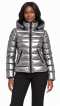 Moncler Bady Down Jacket Metallic Silver Puffer - Authenticity Guaranteed