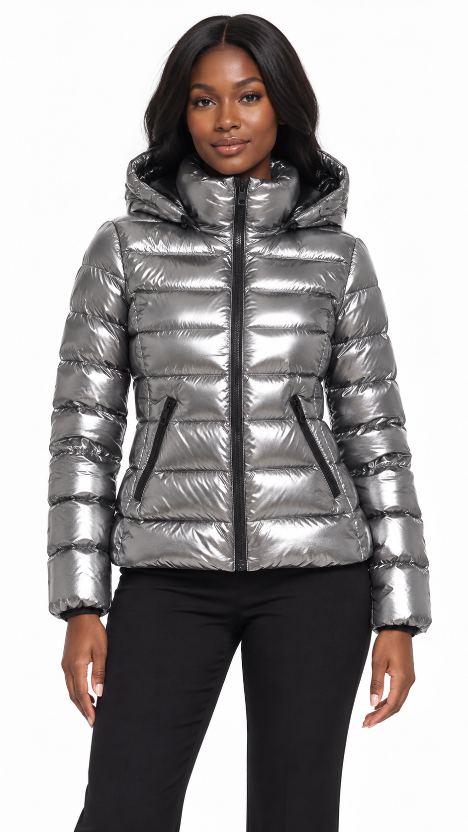 Moncler Bady Down Jacket Metallic Silver Puffer - Authenticity Guaranteed