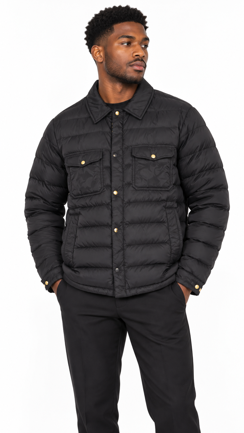 Moncler Caph Navy Down Quilted Puffer Jacket Zip/Button - Authenticity Guaranteed