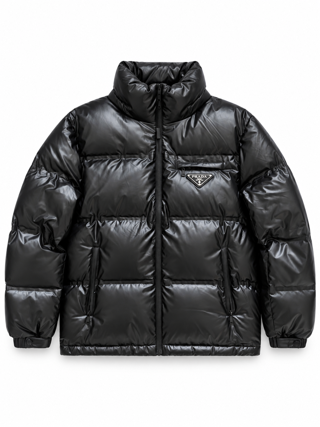 PRADA Re-Nylon Black Hooded Full Zip Puffer Jacket - Authenticity Guaranteed