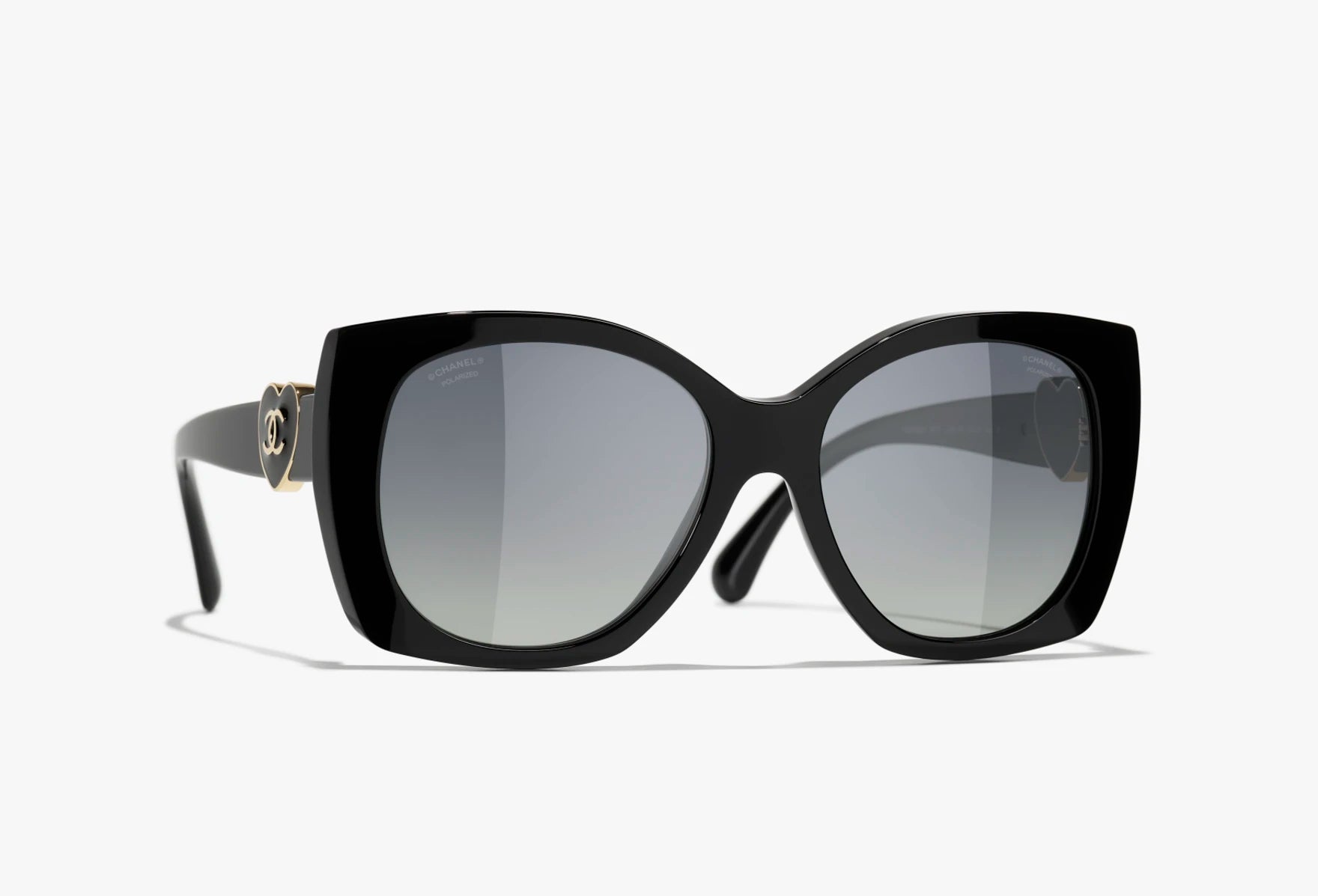 CHANEL Sunglasses Black Gold Women’s heart shape Like NEW🏴