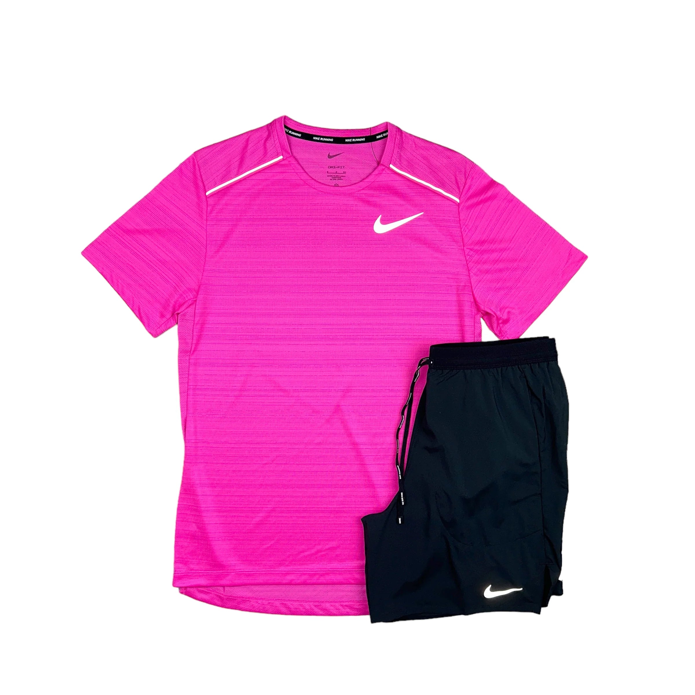 Nike Miler 1.0 Rose Pink Dri-Fit Top + Black 5” Challenger Shorts set 🏴☑️
