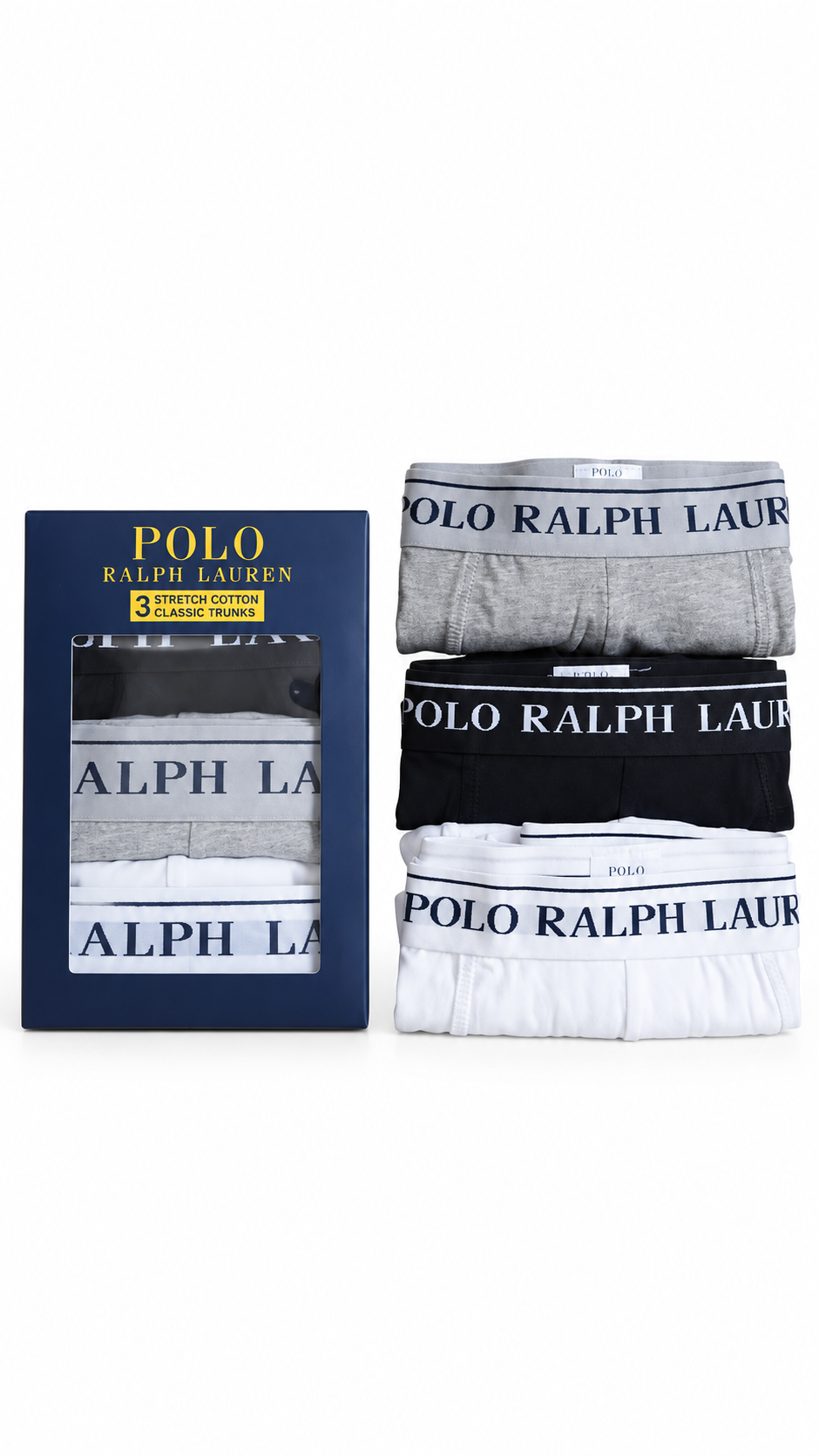 Ralph Lauren men's  Polo Boxer 3 Pack Soft Cotton Trunks Classic Fit Underwear Black & Mix