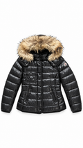 Women’s Moncler Armoise Black Fur Hood Puffer Jacket - Authenticity Guaranteed