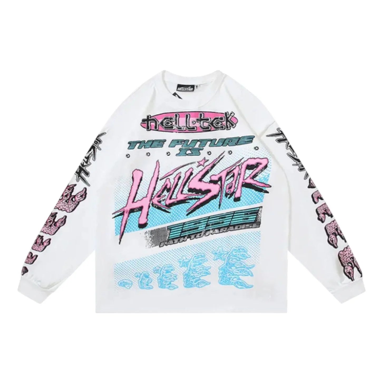 Hellstar Brain Racer Long-Sleeves T-Shirt 'White' ⚫️