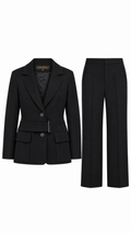 Louis Vuitton Women's Monogram Lining Belted Blazer Suit Black