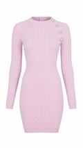 Balmain Knitted Dress Womens Pink Wool - Authenticity Guaranteed
