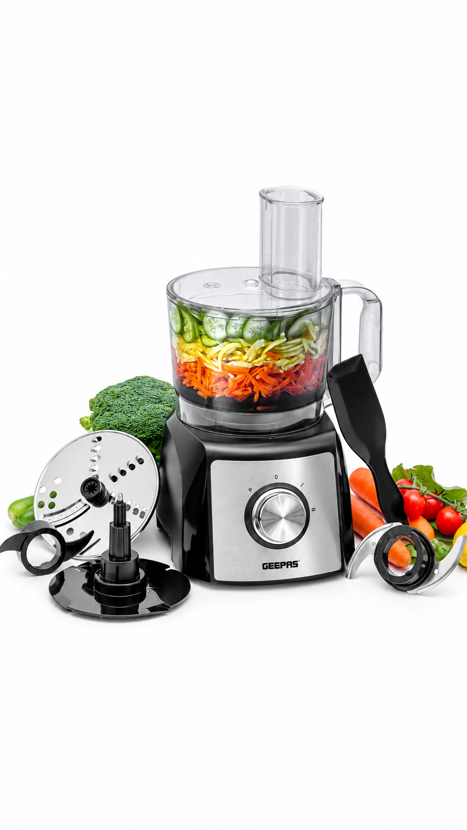 Geepas 1200W Compact Food Processor and Blender,  Stainless Steel Blender