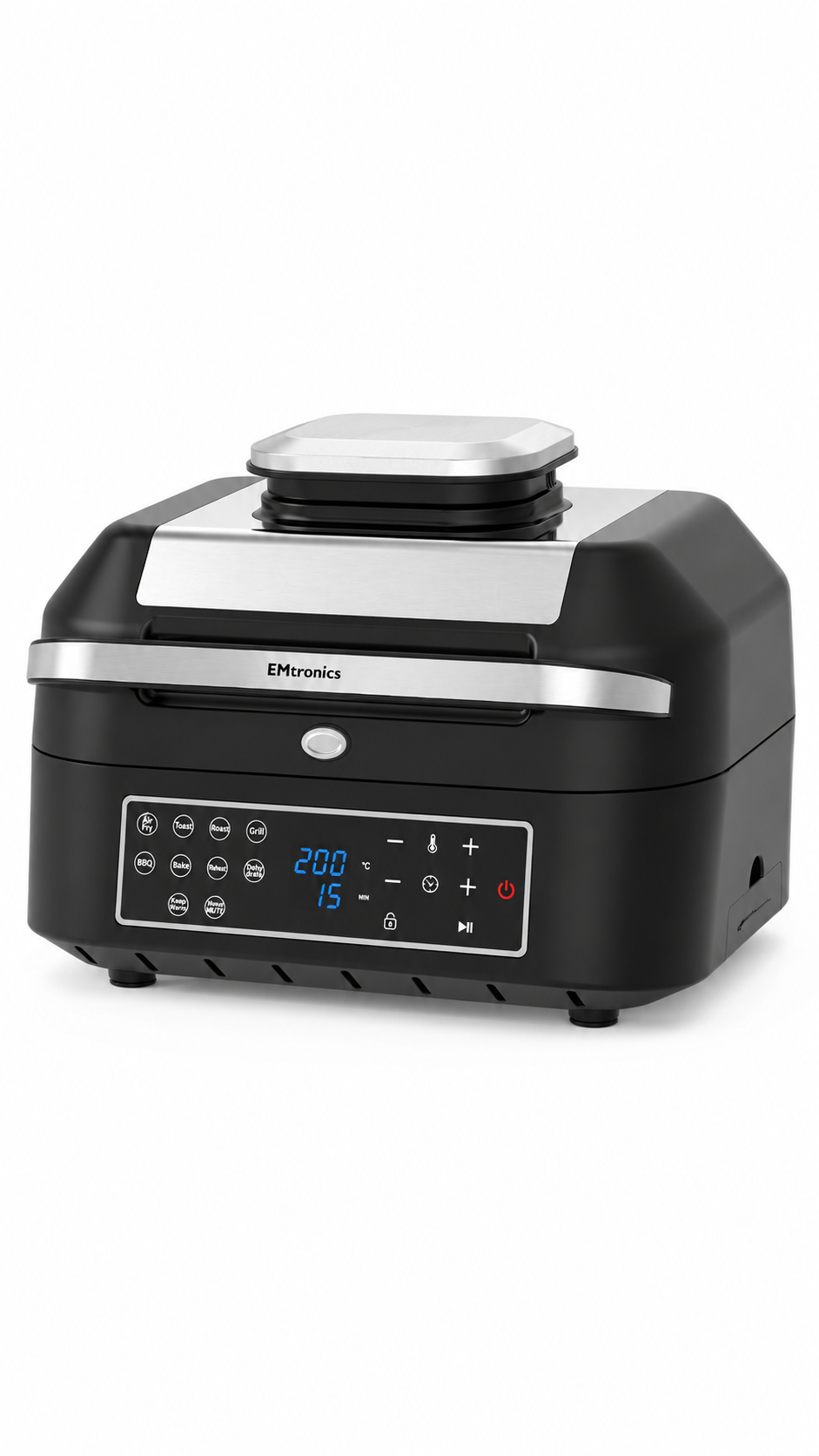 EMtronics Health Grill and Air Fryer 6.3L with Crisper and Temperature Probe