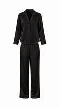 Calvin Klein Satin Womens Button Pyjama Set Black