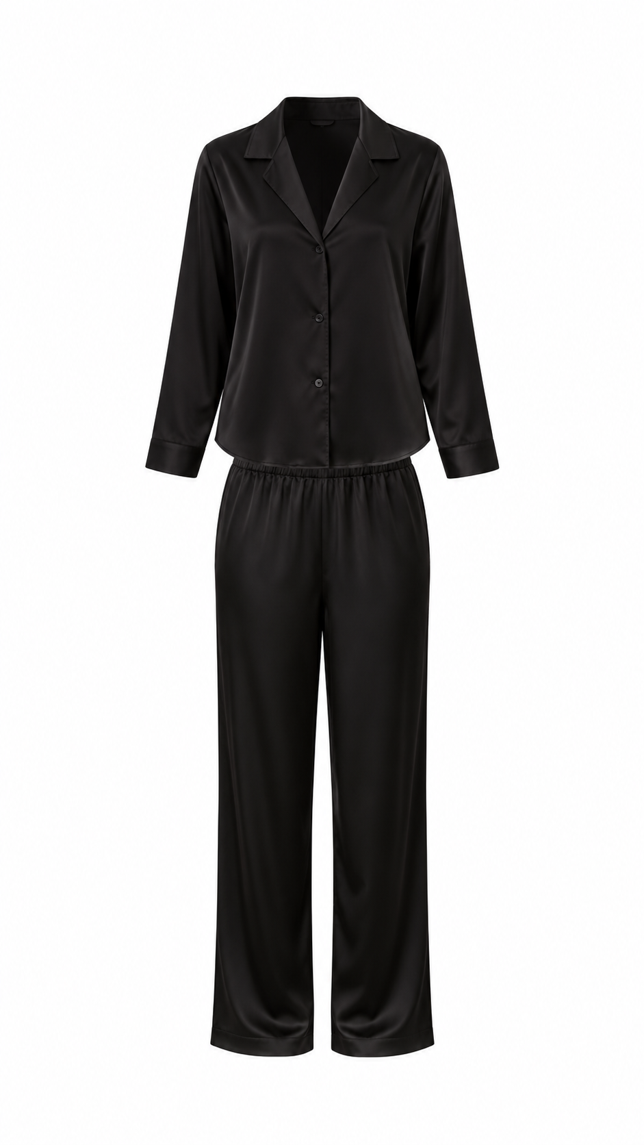 Calvin Klein Satin Womens Button Pyjama Set Black