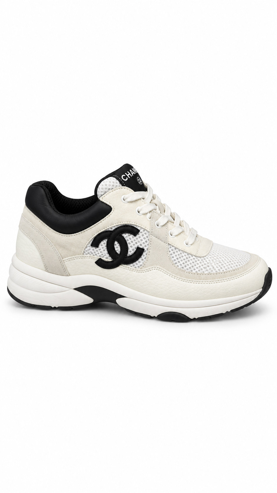 Chanel Runner Mesh, Suede Calfskin & Grained Calfskin 
White & Black Trainers