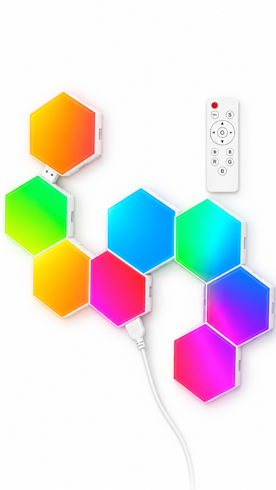 Hexagon Lights Gaming 8 Pack RGB Led Hex Light Panels Hexagon Smart Wall Lights