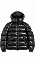 Moncler Men’s Black Hooded Puffer Jacket Nylon Down Zip Logo - Authenticity Guaranteed